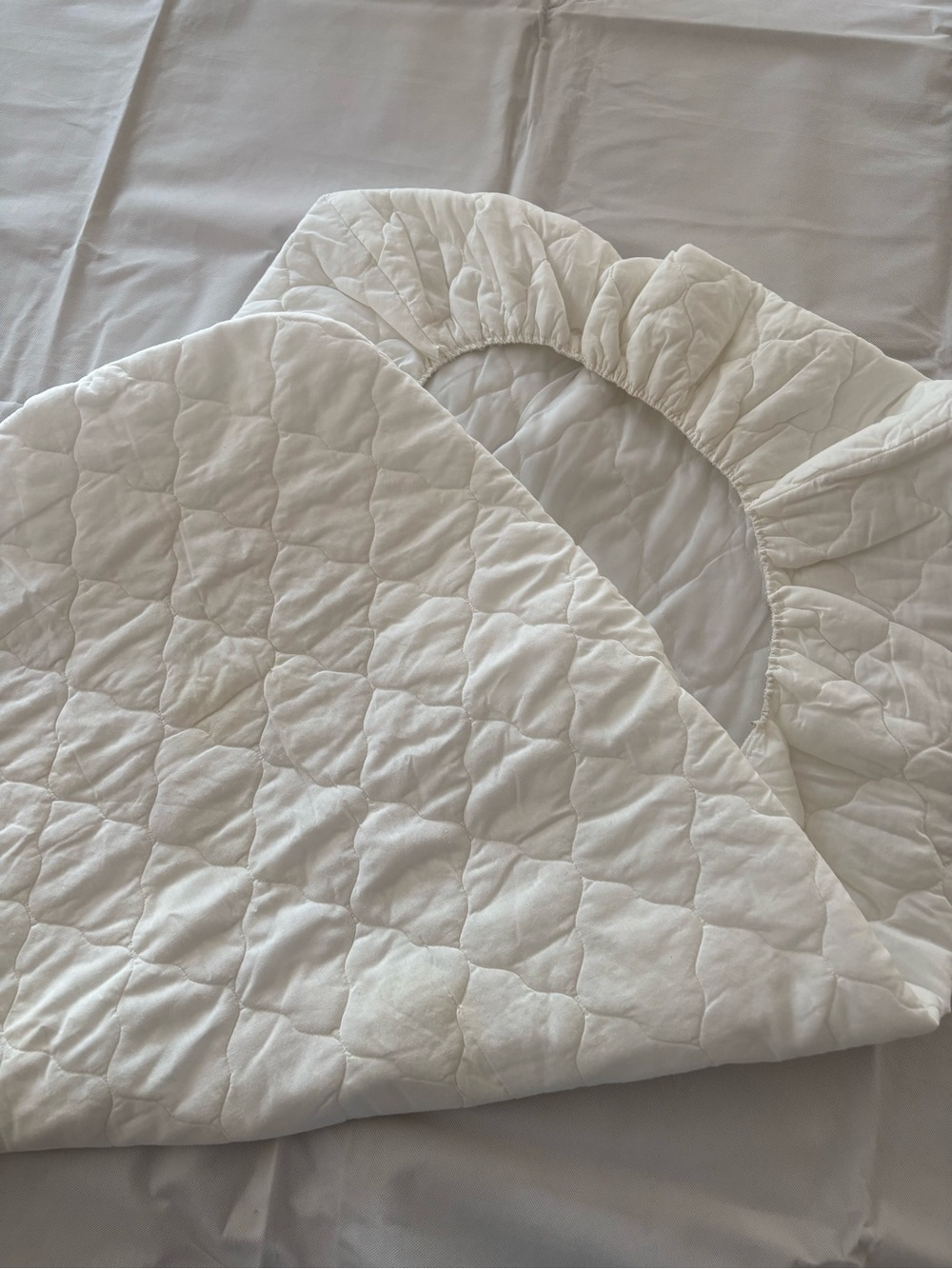 Baby Crib Quilted Mattress Protector - White